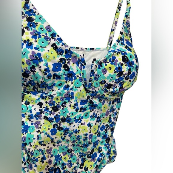 Anne Cole Adjustable Tankini Top Blue Ditsy Floral Print NWT - Picture 5 of 6